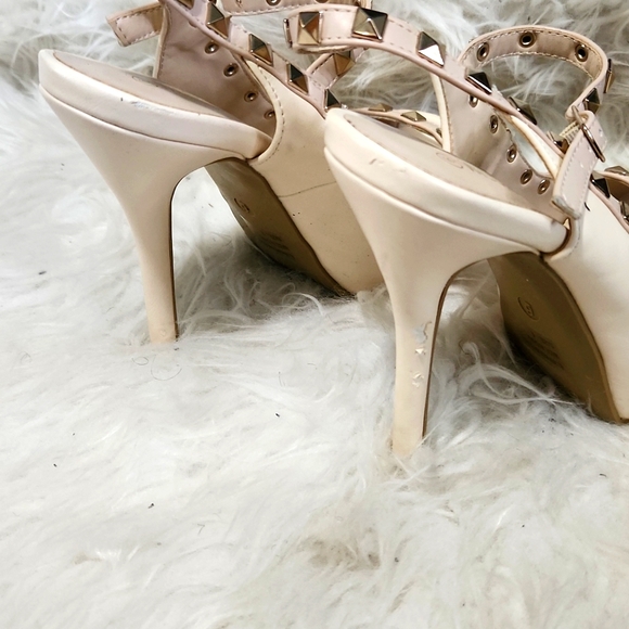 Beige Studded Opentoe Stilettos size 6 - Picture 3 of 3